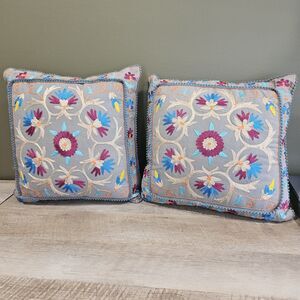 Set of 2 Karma Living accent pillow Gay floral boho multicolor vintage 14x15